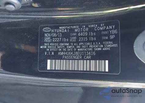 2014 Hyundai Genesis 3.8 Ultimate from USA, damaged, VIN KMHHU6KJ8EU113416